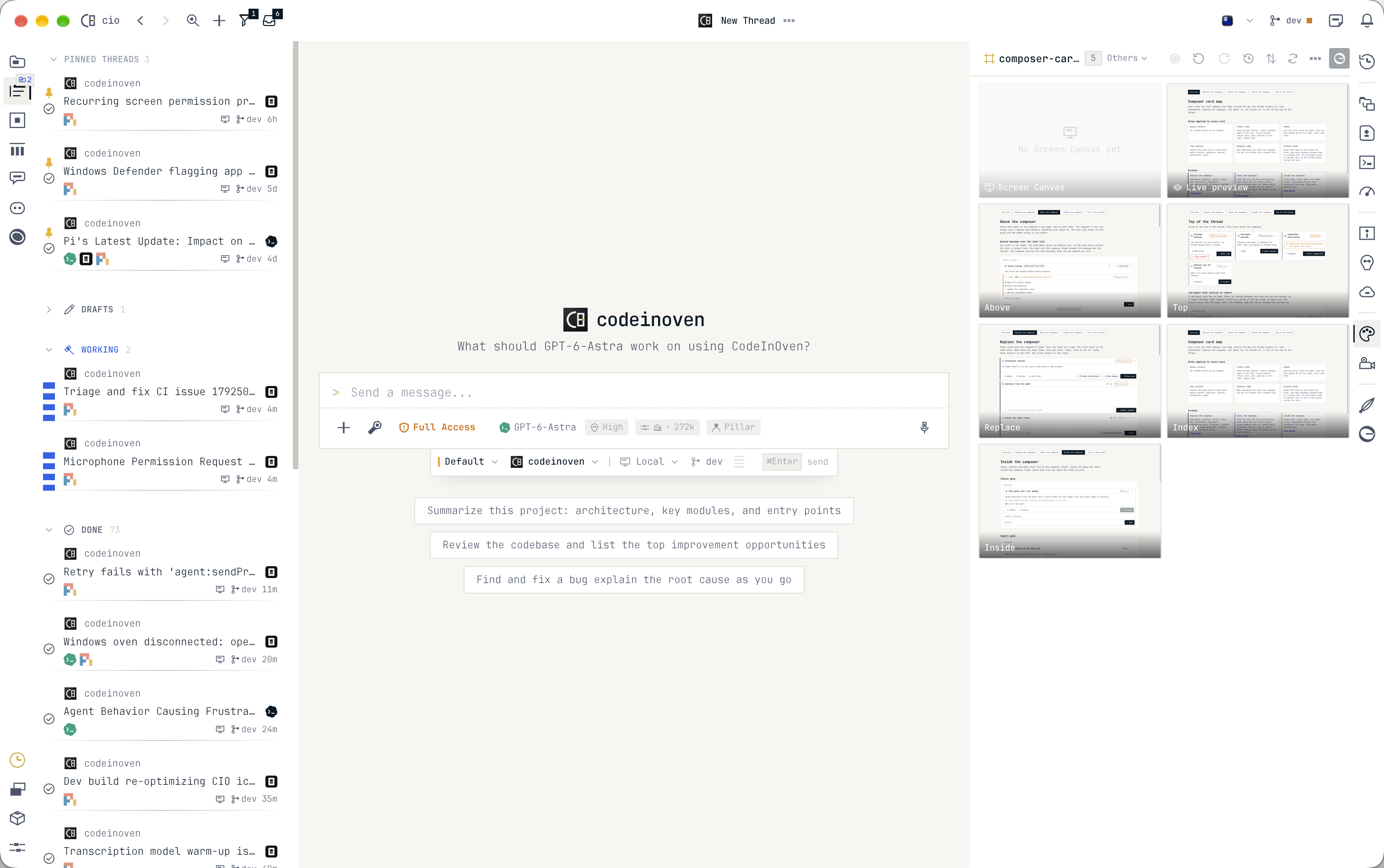 CodeInOven right workspace in light mode